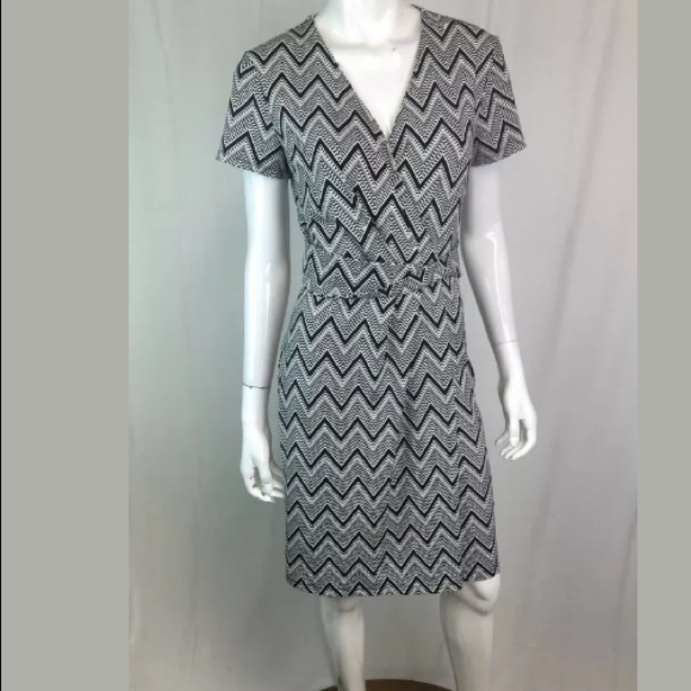 Talbots Zigzag Draped Pleated Chevron Shift Dress - image 3